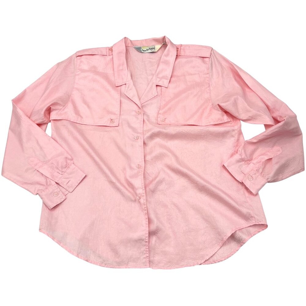 Diane Von Furstenberg vintage Pink Button-Up Blouse Size 14 Large